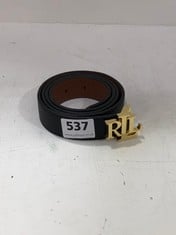 RALPH LAUREN LAUREN REVERSIBLE PEBBLED LEATHER BELT GOLD LOGO