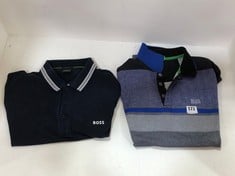 HUGO BOSS POLO TSHIRT IN BLUE/GREY SIZE LARGE AND HUGO BOSS DARK NAVY POLO TSHIRT SIZE XL