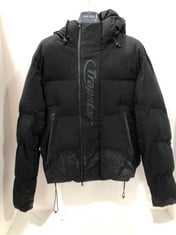 TRAPSTAR BLACK HOODED PUFFER JACKET SIZE MEDIUM - RRP £349