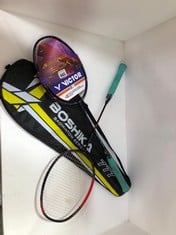 3 X ASSORTED BADMINTON RACKETS TO INCLUDE AURASPEED VICTOR RACKET 90K II