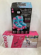 XOOTZ KIDS QUAD SKATES SIZE 9-12 AND MICRO MINI 3IN1 DELUXE PLUS