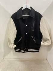 DUNHILL MENS JACKET IN BLACK WITH WHITE LEATHER SLEEVES SIZE MEDIUM