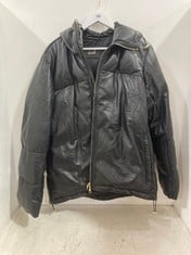 DUNHILL MENS LONG COAT IN BLACK LEATHER - SIZE UNKNOWN