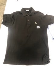 LACOSTE BLACK POLO TSHIRT SIZE MEDIUM (4) AND LACOSTE BLUE BUTTON UP SHIRT SIZE 42