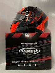 VIPER HELMETS MOTORCYCLE HELMET BLACK/ORANGE - SIZE M