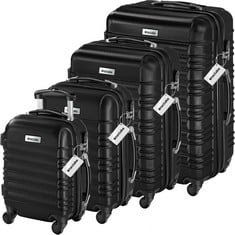 TECTAKE MILA HARD SHELL 4 WHEEL SUITCASES SET OF 4 BLACK 404993 - RRP £179