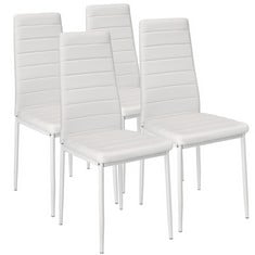 TECTAKE THOMAS UPHOLSTERED FAUX LEATHER DINING CHAIRS SET OF 4 WHITE 401845 - RRP £124