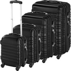 TECTAKE HARD SHELL 4 WHEEL SUITCASES SET OF 4 BLACK 402024 - RRP £199