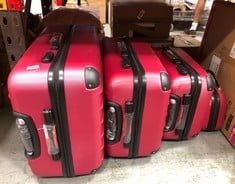 TECTAKE PUCCI HARD SHELL 4 WHEEL SUITCASES SET OF 3 WITH BEAUTY CASE BURGUNDY 403410 - RRP £214