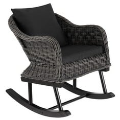 TECTAKE ROVIGO NATURAL IMITATION WEAVE WITH ALUMINIUM FRAME GARDEN ROCKING CHAIR GREY 404798 - RRP £169