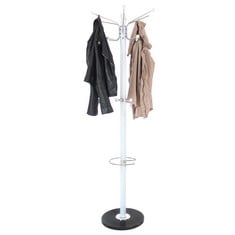 TECTAKE META & MARBLE 16 HOOK COAT STAND WHITE 401034