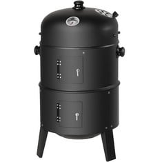 TECTAKE 3-IN-1 GRILL, SMOKER & ROASTER BARBECUE BLACK 400820