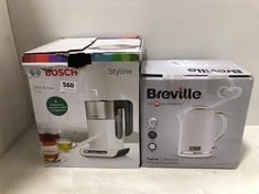 BREVILLE CURVE COLLECTION WHITE GLOSS JUG KETTLE TO INCLUDE BOSCH STYLINE 3000W 1.5L KETTLE