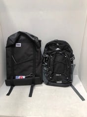 TRESPASS ALBUS 30 BLACK BACKPACK TO INCLUDE HELLY HANSEN STOCKHOLM BLACK BACKPACK