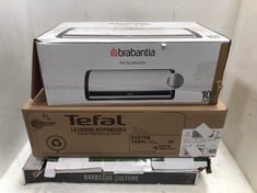 EUROPEAN OUTDOOR CHEF BAMBOO SIDE TABLE 570 TO INCLUDE ELECTRIC BBQ GRILL 2000W AND BRABANTIA ROLL TOP BREAD BIN TO INCLUDE TEFAL WOK PAN