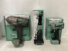 KIELDER 18V LI-ION CORDLESS ½" IMPACT WRENCH, ⅜" RATCHET & ⅜" IMPACT WRENCH - RRP £479