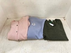 3 X ASSORTED JOHN LEWIS CASHMERE SWEATERS TO INCLUDE JOHN LEWIS CASHMERE V NECK SWEATER IN KHAKI SIZE 8