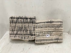 2 X MIKA RECYCLED CUSHION - BLACK & NATURAL - SQUARE - ITEM NO. MC7501 - RRP £110