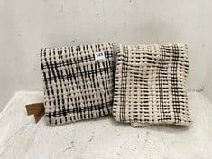 2 X MIKA RECYCLED CUSHION - BLACK & NATURAL - SQUARE - ITEM NO. MC7501 - RRP £110