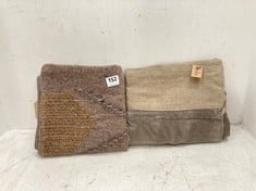 TELAMI RECYCLED WOOL CUSHION COVER - MUSTARD & NATURAL - 50 X 50CM - ITEM NO. TC4301 - RRP £55 TO INCLUDE KARRU COTTON VELVET SACK - LIGHT GREY - ONE SIZE - ITEM NO. KS2001 - RRP £50