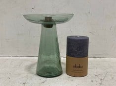 NIMIT RECYCLED GLASS TEALIGHT - ANTIQUE GOLD - ITEM NO. NT0403 - RRP £45 TO INCLUDE AVYN RECYLCLED GLASS CANDLE HOLDER - SAGE GREEN - LARGE - ITEM NO. AH1502 - RRP £40