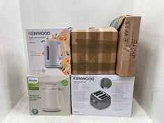 5 X ASSORTED KITCHEN ITEMS TO INCLUDE KENWOOD ABBEY LUX COLLECTION KETTLE IN WHITE