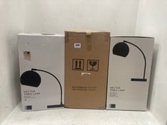 2 X JOHN LEWIS HECTOR TABLE LAMP IN BLACK H46 x W18 x D42CM AND JOHN LEWIS HECTOR TABLE LAMP IN ANTIQUE BRASS H46 x W18 x D42CM