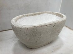 2 X STONE THE CROWS MEDIUM OVAL PLANTER - DIST.WHITE - LNG 37CM