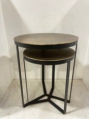 MABA NESTING SIDE TABLES - ANTIQUE BRASS - SET OF 2 - SMALL 45 X 36CM (DIAMETER) & LARGE 54 X 46CM (DIAMETER) - (MT4901) - RRP £275