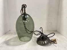 OTORO GLASS PENDANT - GREEN SMOKE - SMALL OVAL (OP2701) - RRP £150