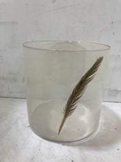 8 X STONE THE CROWS LG.SMOKED GLASS FEATHERED VOTIVE - HEIGHT 20CMS - TOTAL RRP £240