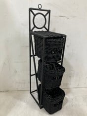 2 X STONE THE CROWS 3 DRAWER WALL BASKETS - BLACK - TOTAL RRP £86