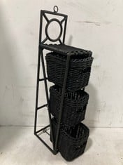 2 X STONE THE CROWS 3 DRAWER WALL BASKETS - BLACK - TOTAL RRP £86