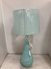 1 X STONE THE CROWS MD.TEARDROP LAMP BASE - LIGHT AQUA - HEIGHT 50CMS - TOTAL RRP £85 AND 1 X STONE THE CROWS SHADE NUMBER FIVE : LIGHT AQUA - TOTAL RRP £40