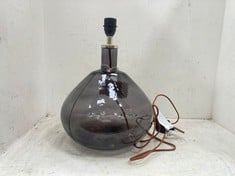 BABA RECYCLED GLASS TABLE LAMP - SMOKE - LARGE WIDE - ITEM NO. BA0601 - RRP £150