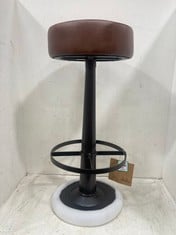 NARWANA LEATHER ROUND STOOL - CHOCOLATE BROWN - ONE SIZE - ITEM NO. NS2501 - RRP £250