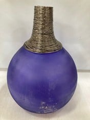 1 X STONE THE CROWS LARGE METALWORK GLASS VASE - BLUE - HEIGHT37CMS - TOTAL RRP £100