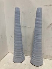 2 X STONE THE CROWS LARGE STEM VASE - PASTEL BLUE - TOTAL RRP £100