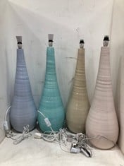 BOX OF ASSORTED STONE THE CROWS HOME ITEMS TO INCLUDE 1 X STONE THE CROWS LG.TEARDROP LAMP BASE-PASTEL BLUE - HEIGHT 70CMS - TOTAL RRP £135