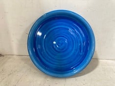 2 X STONE THE CROWS SMALL ROUND PLATTER - BRIGHT BLUE - TOTAL RRP £90