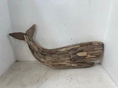 2 X STONE THE CROWS LARGE WHALE WALL ART - LENGTH 48CMS - TOTAL RRP £160