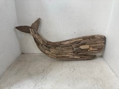 2 X STONE THE CROWS LARGE WHALE WALL ART - LENGTH 48CMS - TOTAL RRP £160