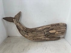 2 X STONE THE CROWS LARGE WHALE WALL ART - LENGTH 48CMS - TOTAL RRP £160