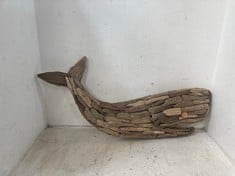 2 X STONE THE CROWS LARGE WHALE WALL ART - LENGTH 48CMS - TOTAL RRP £160