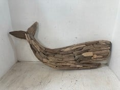 2 X STONE THE CROWS LARGE WHALE WALL ART - LENGTH 48CMS - TOTAL RRP £160