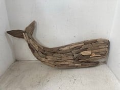 2 X STONE THE CROWS LARGE WHALE WALL ART - LENGTH 48CMS - TOTAL RRP £160