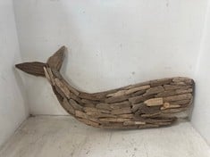 2 X STONE THE CROWS LARGE WHALE WALL ART - LENGTH 48CMS - TOTAL RRP £160