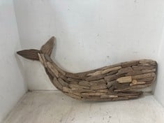 2 X STONE THE CROWS LARGE WHALE WALL ART - LENGTH 48CMS - TOTAL RRP £160