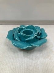 60 X STONE THE CROWS ROSE CANDLEHOLDER - TURQUOISE - DIAMETERMETERMETERMETERMETER 11.5CMS - TOTAL RRP £300