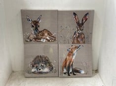 4 X ASSORTED JOHN LEWIS CANVAS ART PRINTS TO INCLUDE LOUISE LUTON 'WOODLAND CREATURES- DEER' CANVAS PRINT